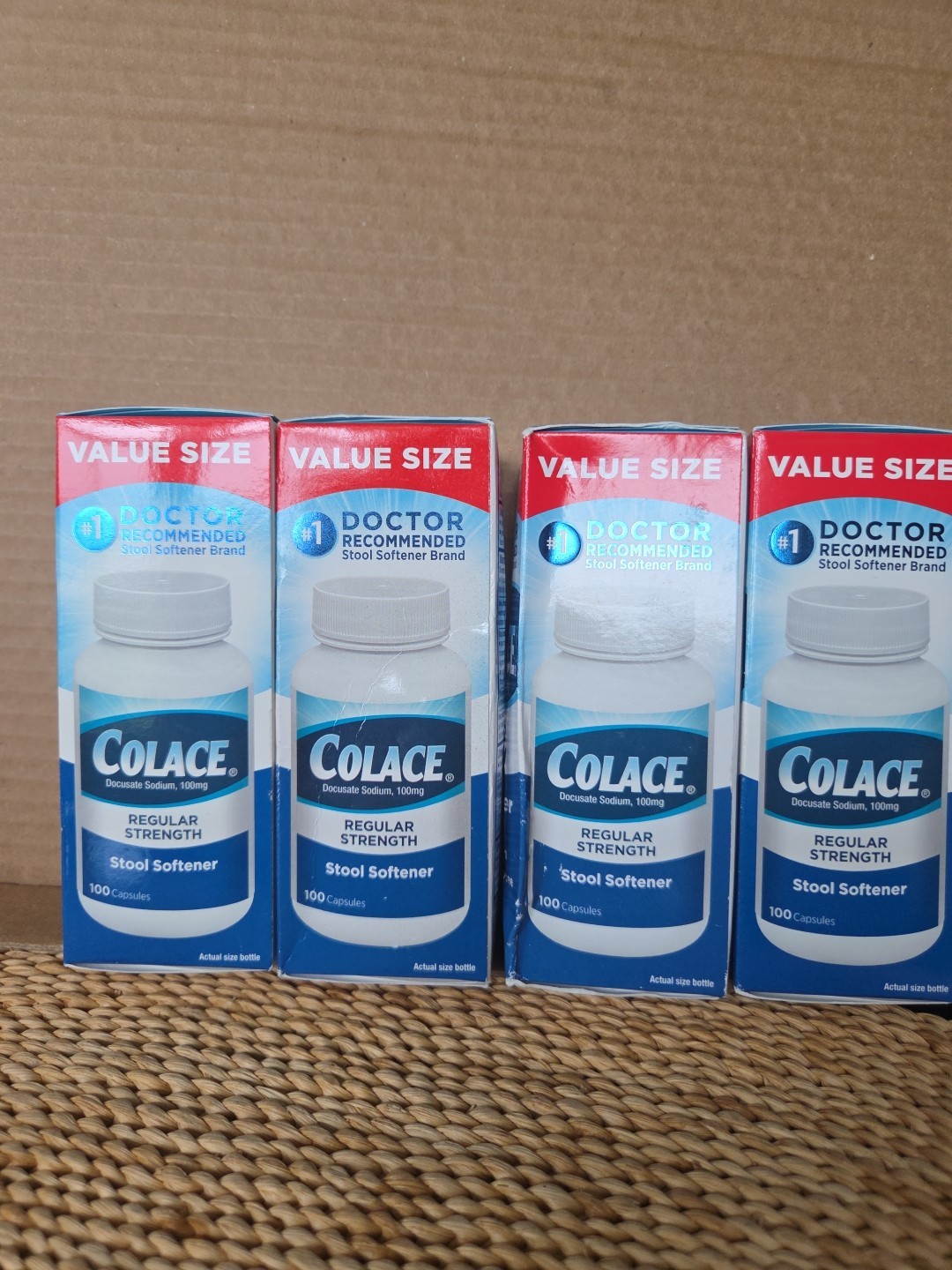 4 Colace REGULAR Stool Softener 100mg Docusate Sodium 100 Cap 06/26 & 04/07/27