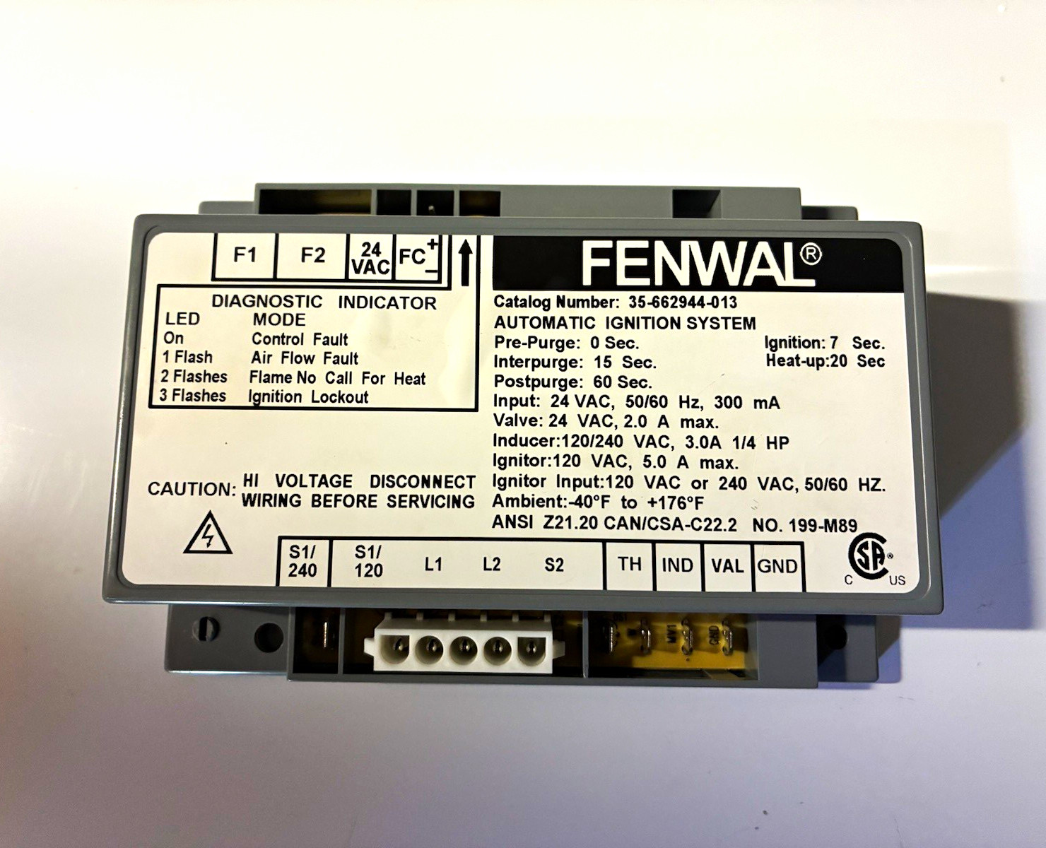Fenwal Automatic Ignition System Control Module 120/240 VAC MPN 35-662944-013