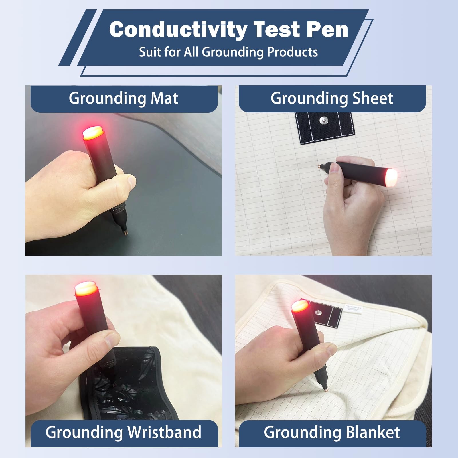 Conductivity Test Pen, Continuity Tester for Grounding Mats, Sheets, Pads, Bl...