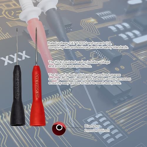 Multimeter Leads Kit, 49" Premium Silicone Multimeter Test Lead Set, CAT III