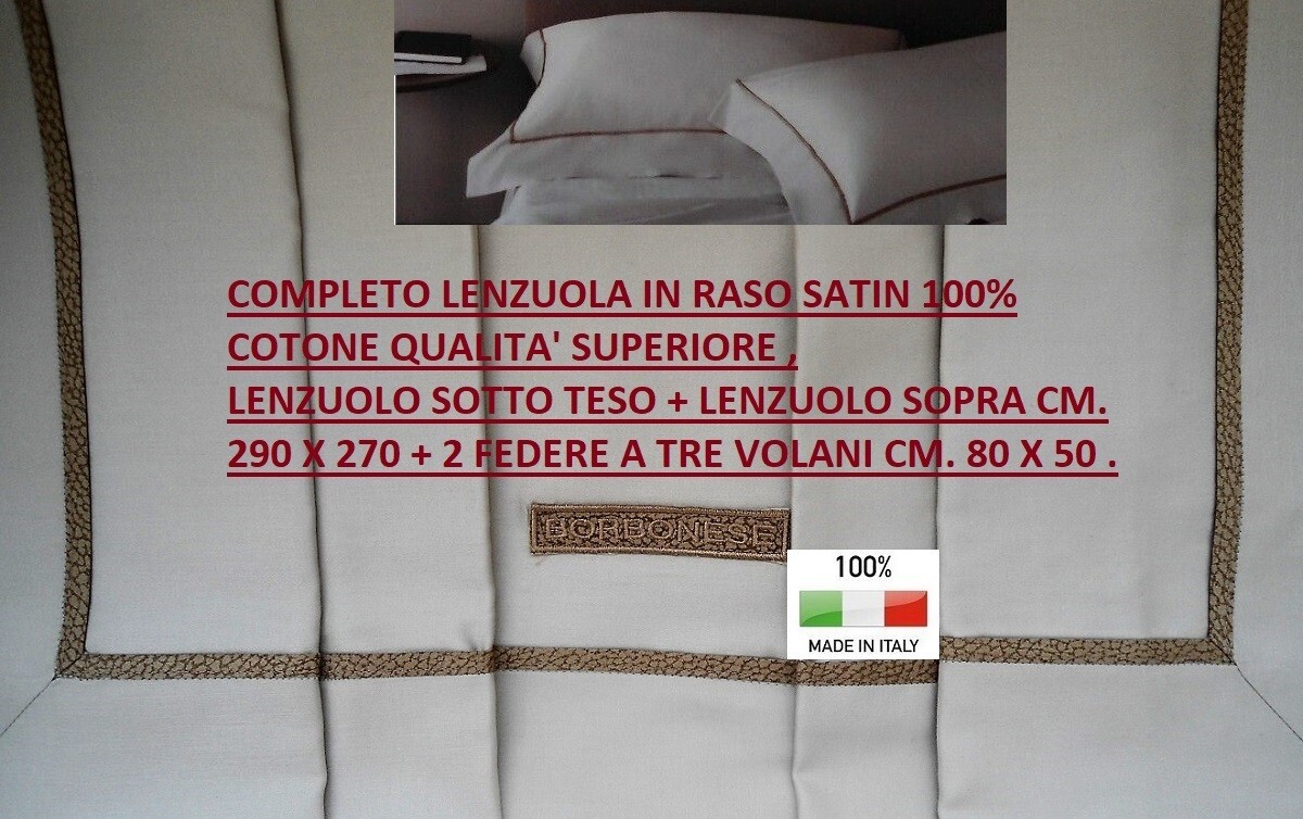 COMPLETE BORBONESE SATIN 100% COTTON SHEETS WITH OP PROFILE DOUBLE
