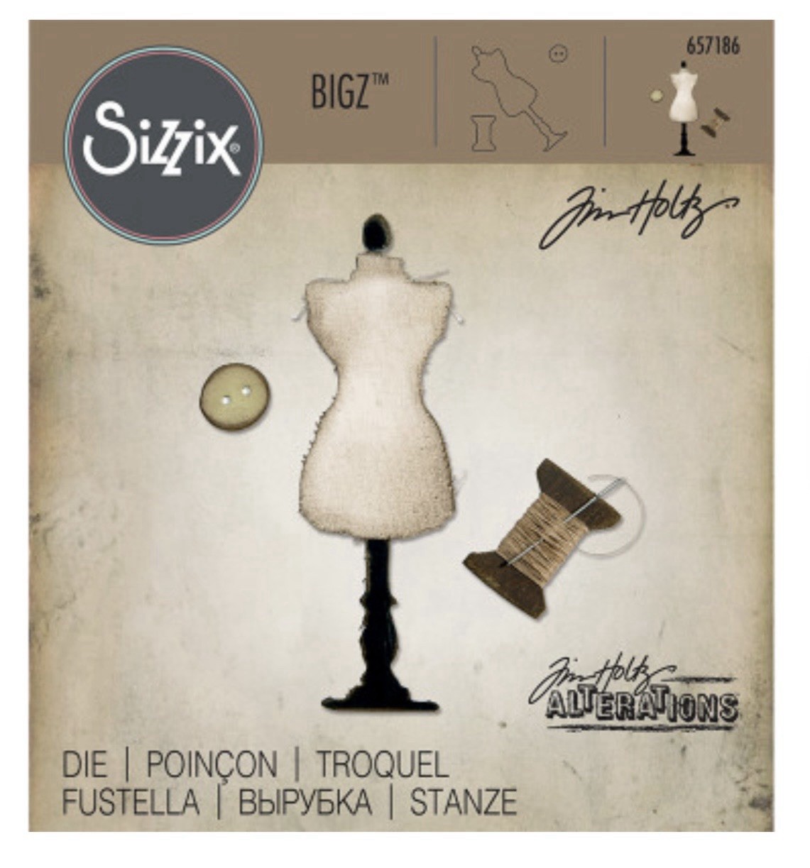 TIM HOLTZ Sizzix **SEWING ROOM** Die BIGZ 657186 Alterations Vintage Scrapbook