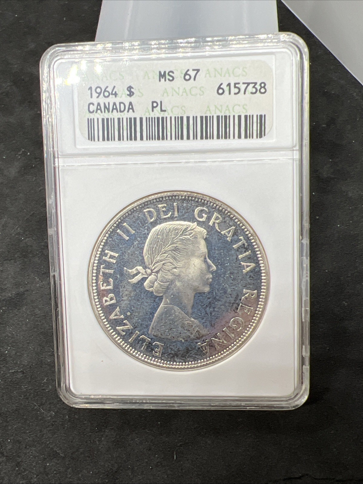 1964 $1 Canada 80% Silver Dollar Coin ANACS MS67 PL Proof like PL67