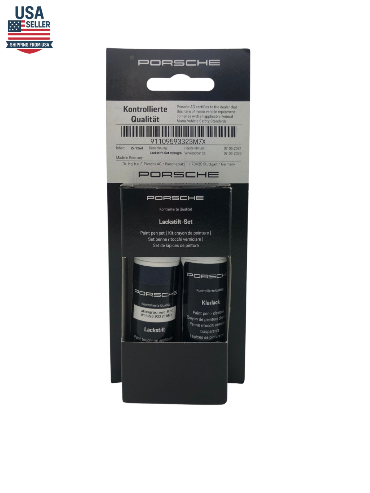 Porsche Touch-Up Paint Set Atlas Grey Metallic M7X Genuine 91109593323M7X