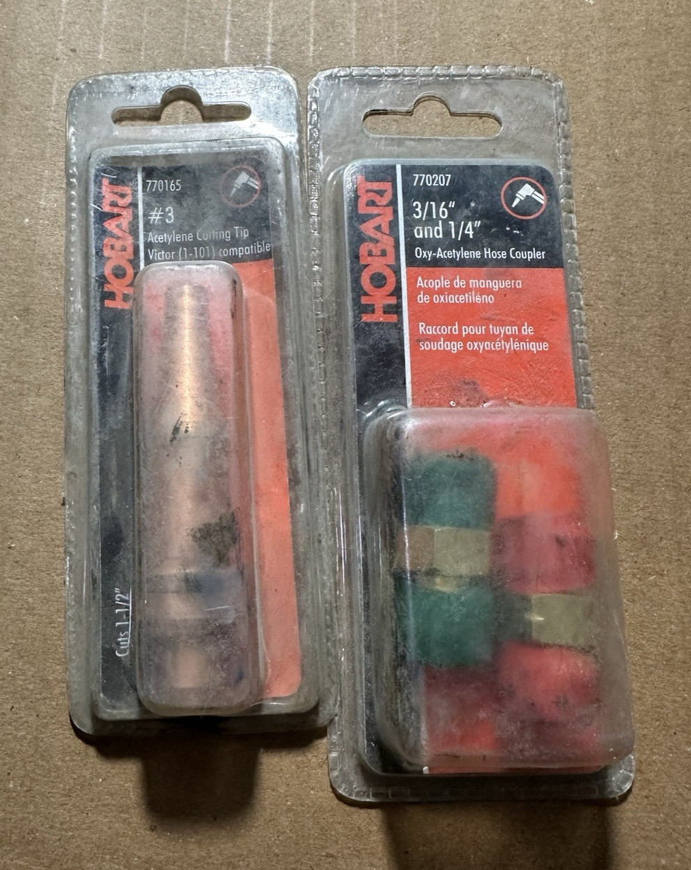 Hobart 770207 Hose Coupler Kit & 770165 #3 Cutting Tip Oxy Acetylene NOS Lot