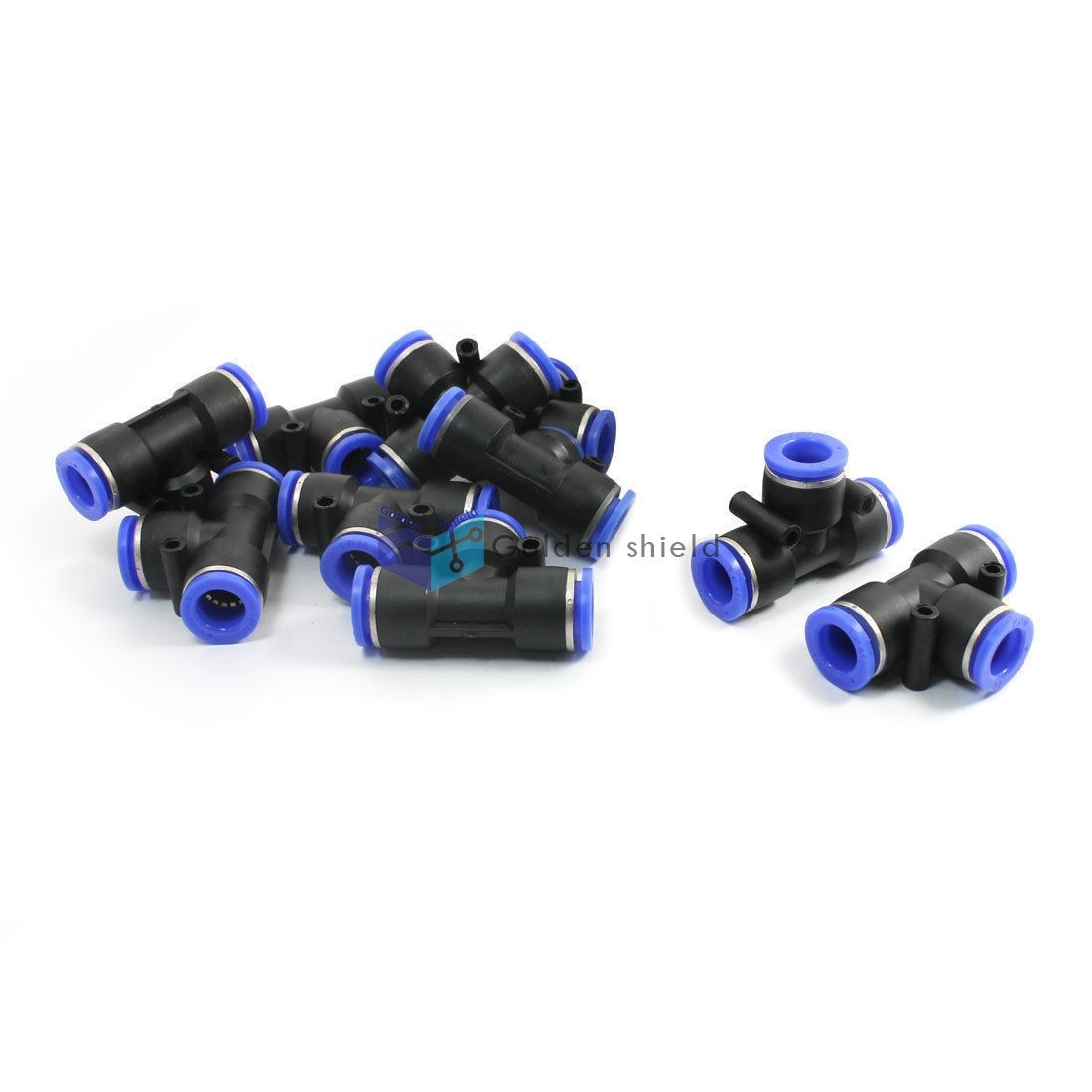 10 Pcs 12mm to 12mm Tee Quick Connect Black Plastic Air Pneumatic Fittings✦ *m