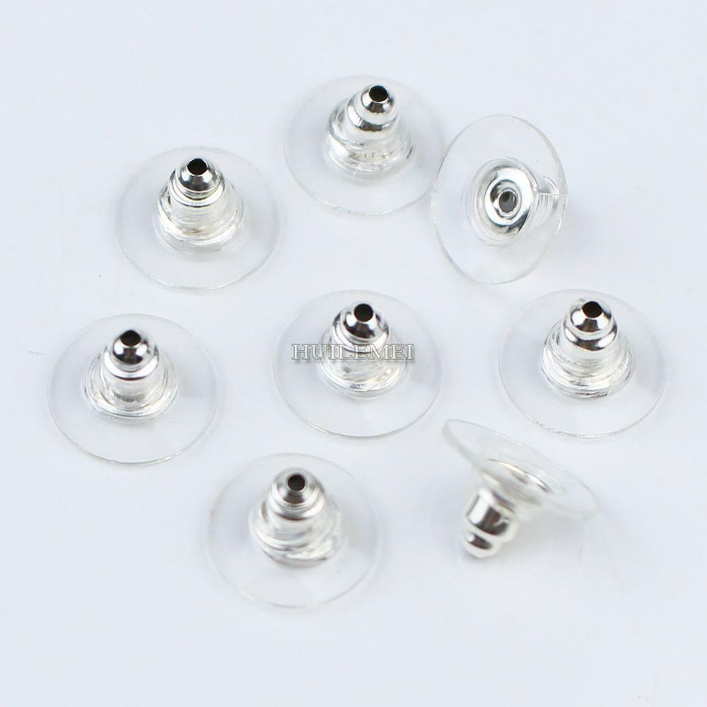 100pcs Plastic Rubber Stud Earring Back Stoppers Ear Post Nuts Jewelry Findings