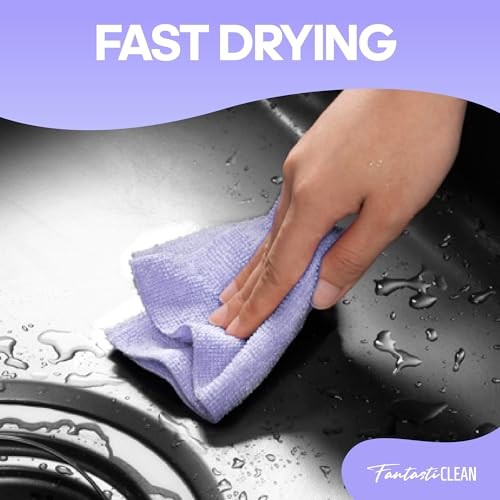 Microfiber Cleaning Cloth Roll -60 Pack, Tear Away Paperless Light-purple