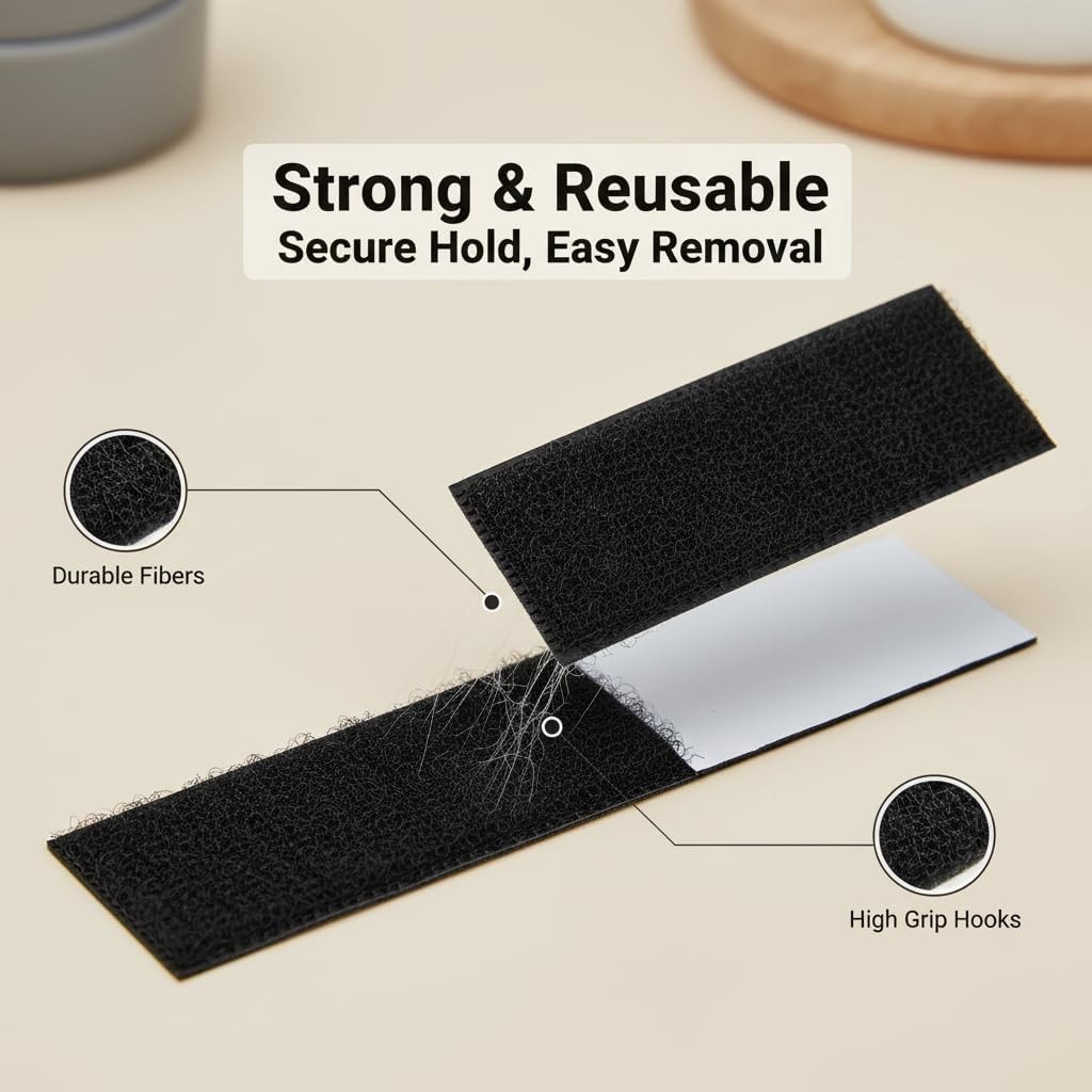 Hook and Loop Precut Tape Strips, Adhesive Backing - 1 x 4 inch, 30 Sets