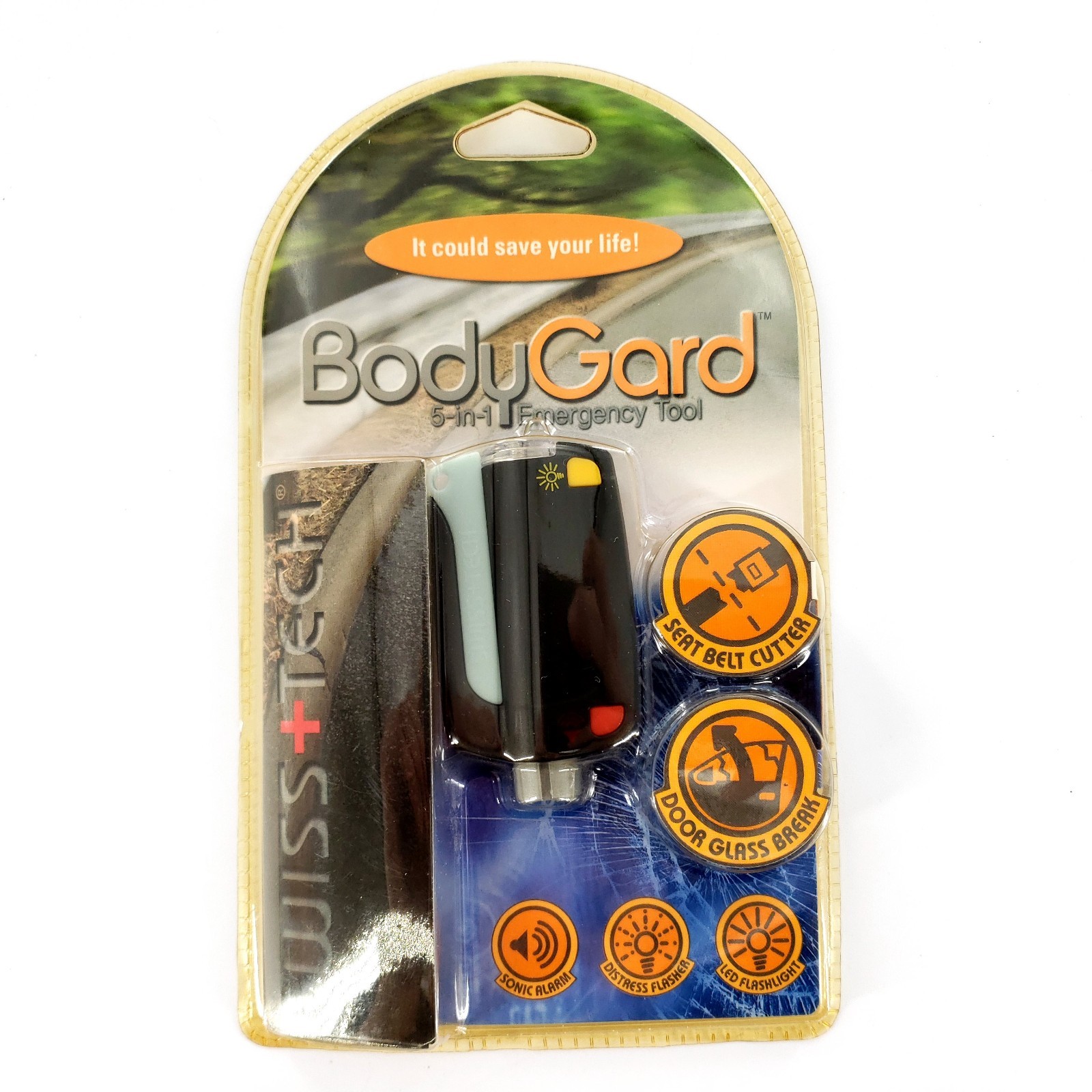 Swiss Tech BodyGard 5-in-1 Emergency Tool Automobile Escape Glass Breaker Sealed