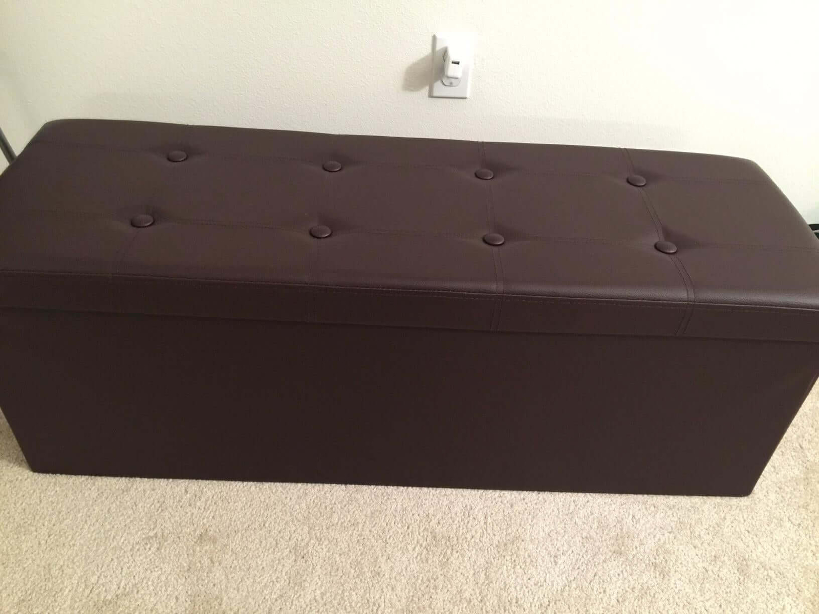 43" L Faux Leather Folding Storage Ottoman Bench, Storage Chest Footrest Padded