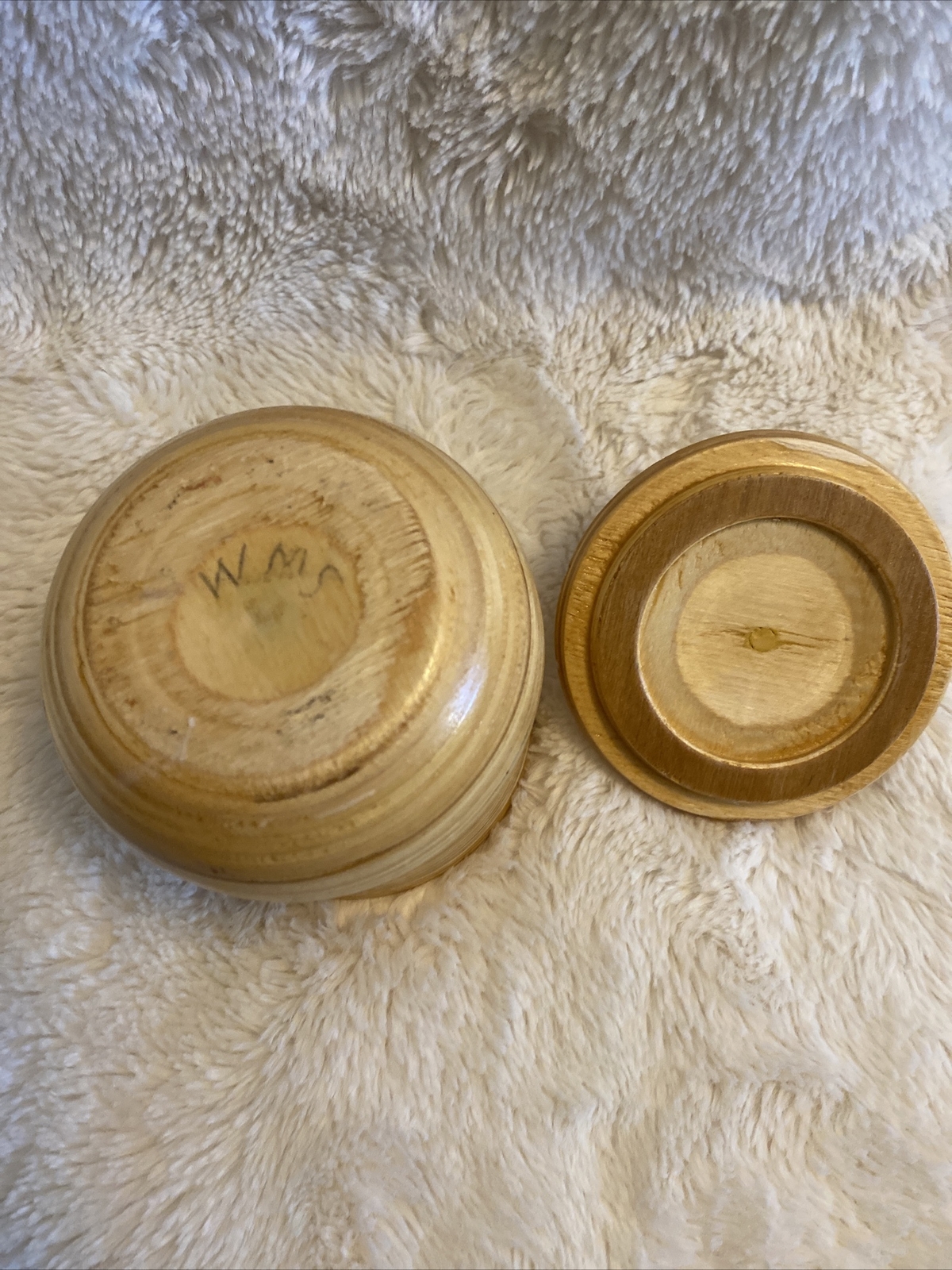 Original Wood Container with Lid Initials on Bottom WMS
