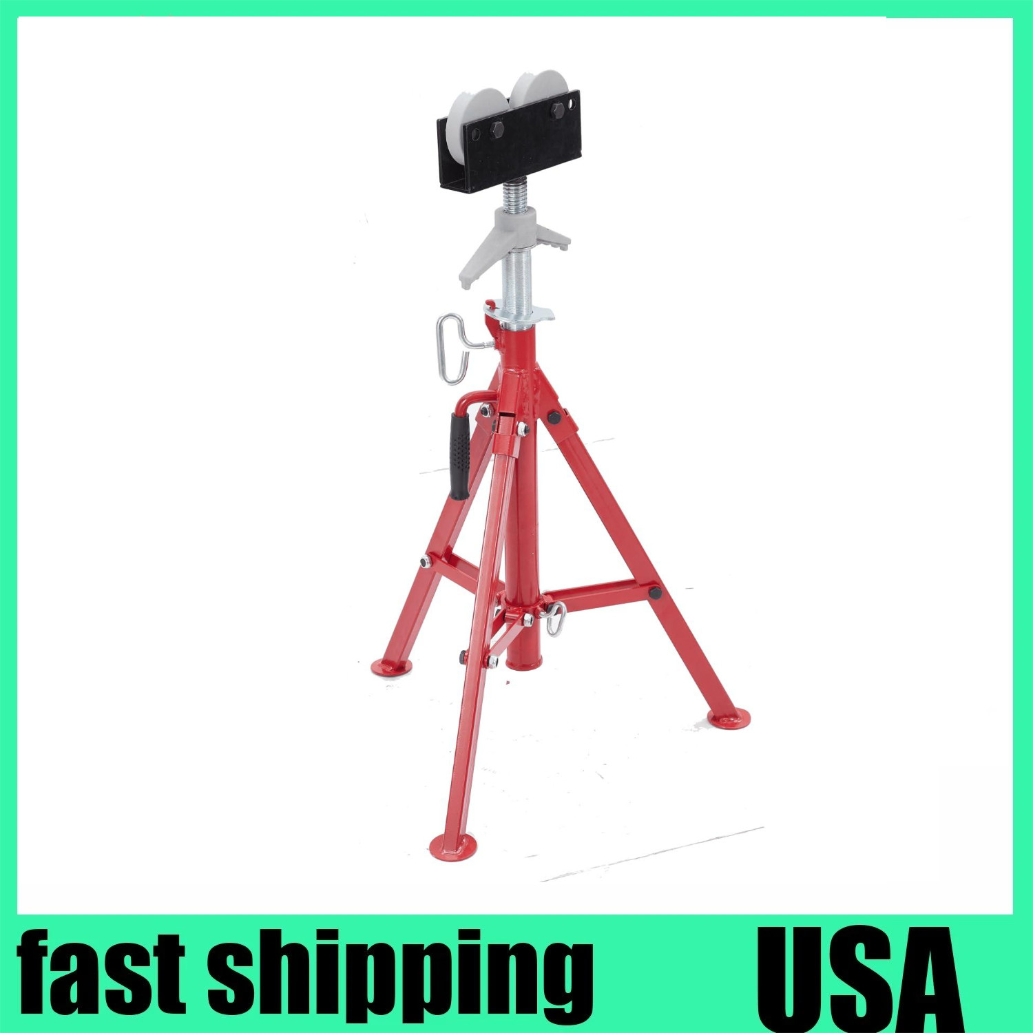 ⭐Adjustable 28"-52" Portable Pipe Stand 2500Lb Folding Jack Stands w/ Roller Hea