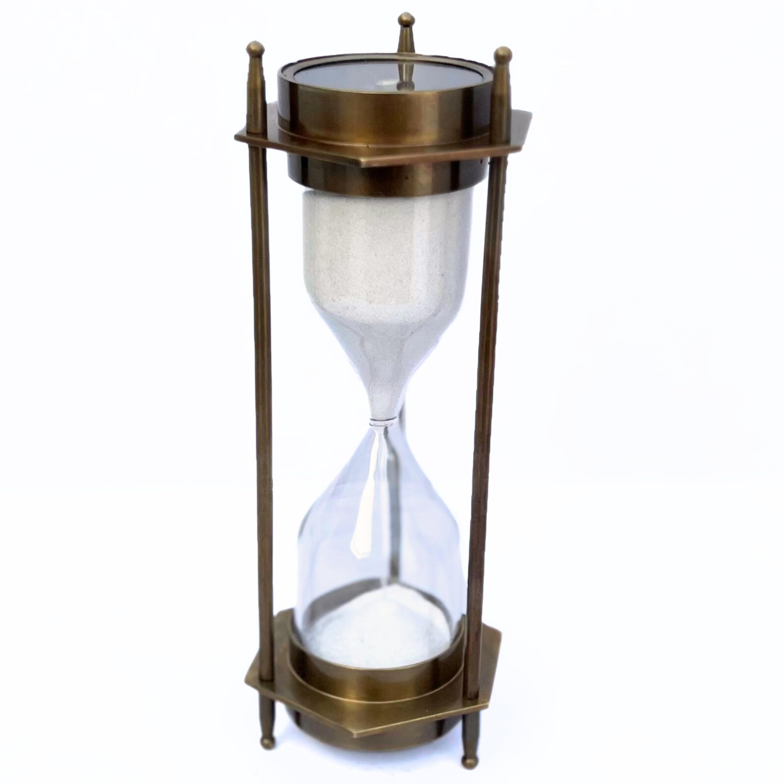 collectiblesBuy Vintage Brass Hourglass White Sand And Dual Compasses Antique 7