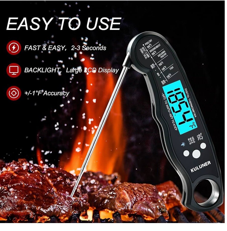 Waterproof Digital Instant Read Meat Thermometer with 4.6 Folding Probe