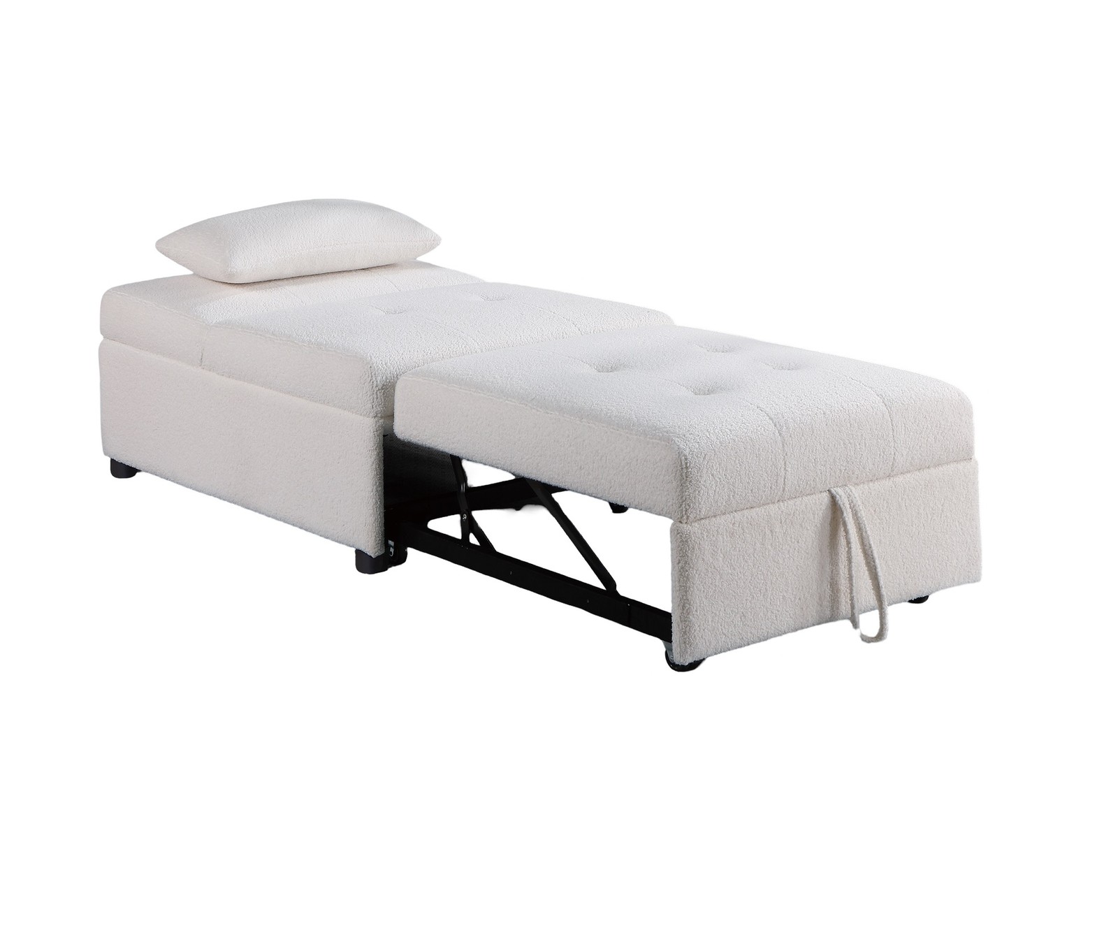 Contemporary White Color Sleeper Sofa Chair Pillow Plush Tufted Seat 1pc Convert