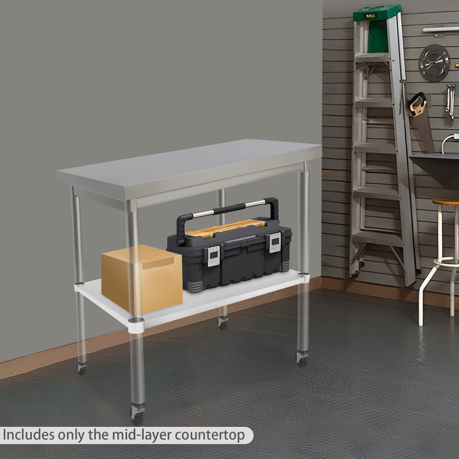 Adjustable Stainless Steel Under Shelf for DuraSteel Work Tables 27.95"×21.65"