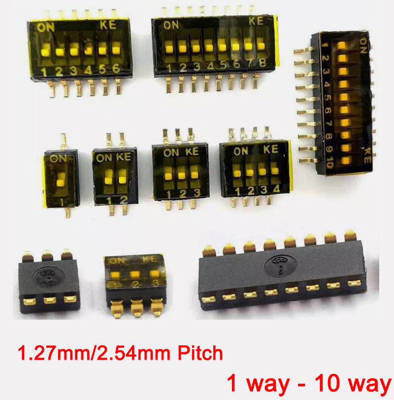 SMD DIP Switch ON-OFF pitch 1.27mm 2.54mm 1 2 3 4 5 6 8 10 way SMT 1 pcs-100 pcs