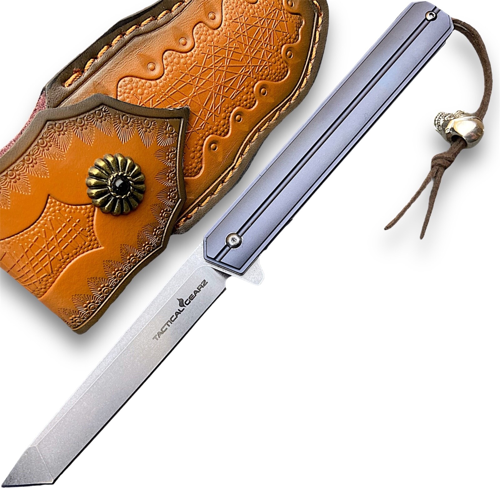Full Tc4 Titanium EDC Folding Knife! Sharp D2 Steel Tanto Blade! Ball Bearing