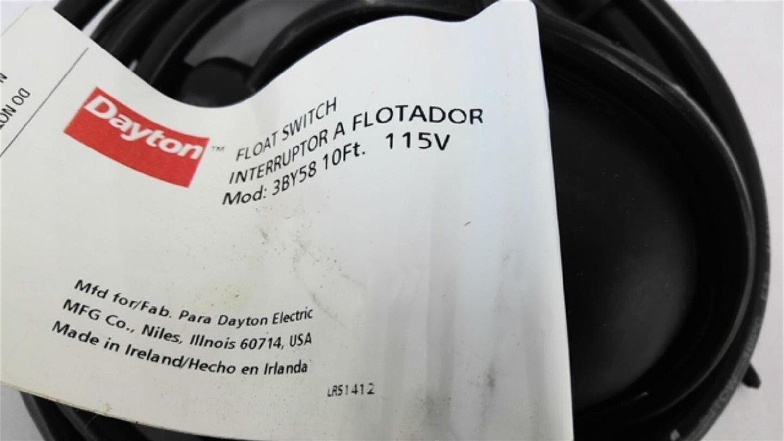 Dayton 3BY58 Float Switch