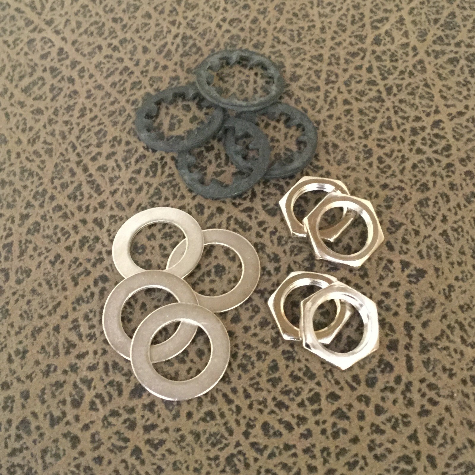 FOUR (4) Sets / Guitar / NICKEL Nut, Dress Washer & Star Washer / Fits CTS Pots