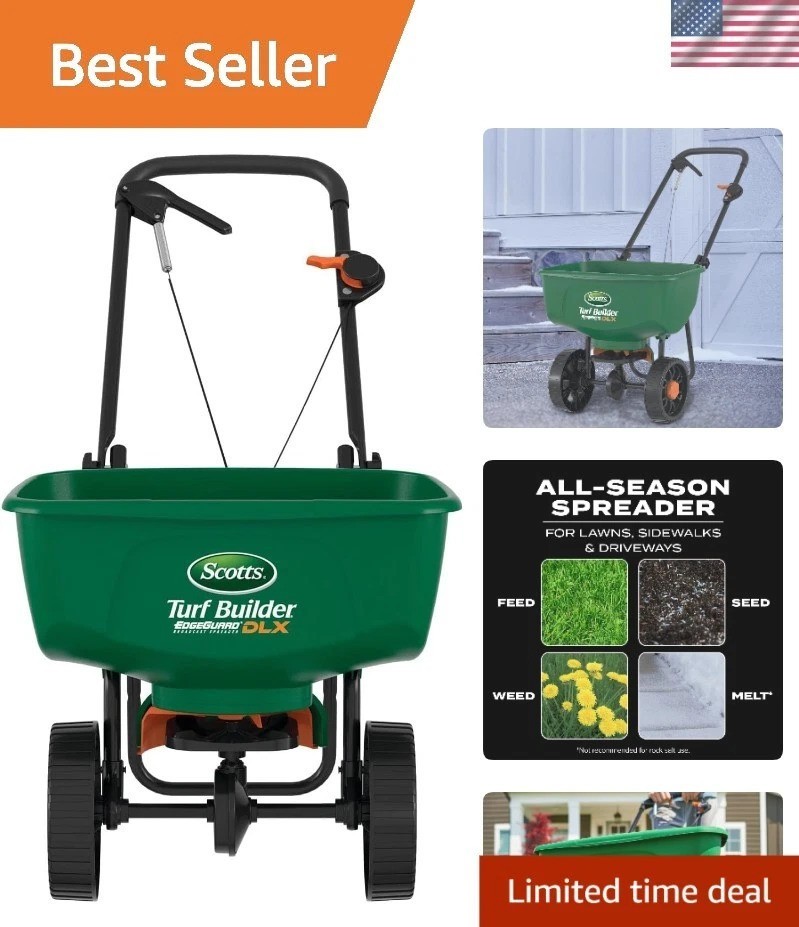 EdgeGuard Technology Turf Builder DLX Spreader - For Lawn Fertilizer & Ice Melt