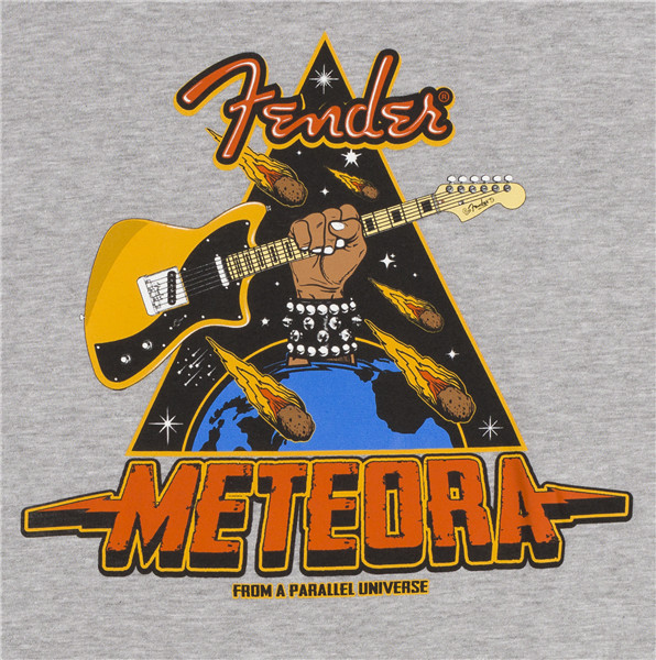 Genuine Fender Meteora Guitar Raglan T-shirt in Gray & Black XXL #9190704806