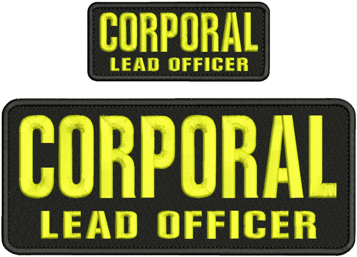 Corporal Lead Officer Embroidery Patch 4x10 N 2x5 Velcr@ On Back Yellow On Black