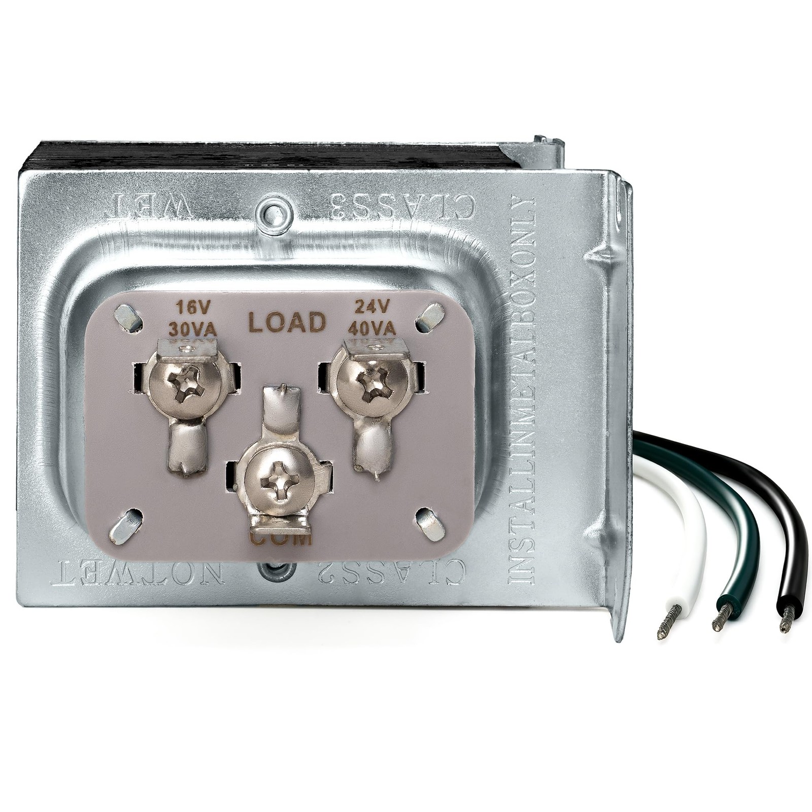 DualVolt 16V/30VA or 24V/40VA Wired Doorbell Transformer for Home Chimes