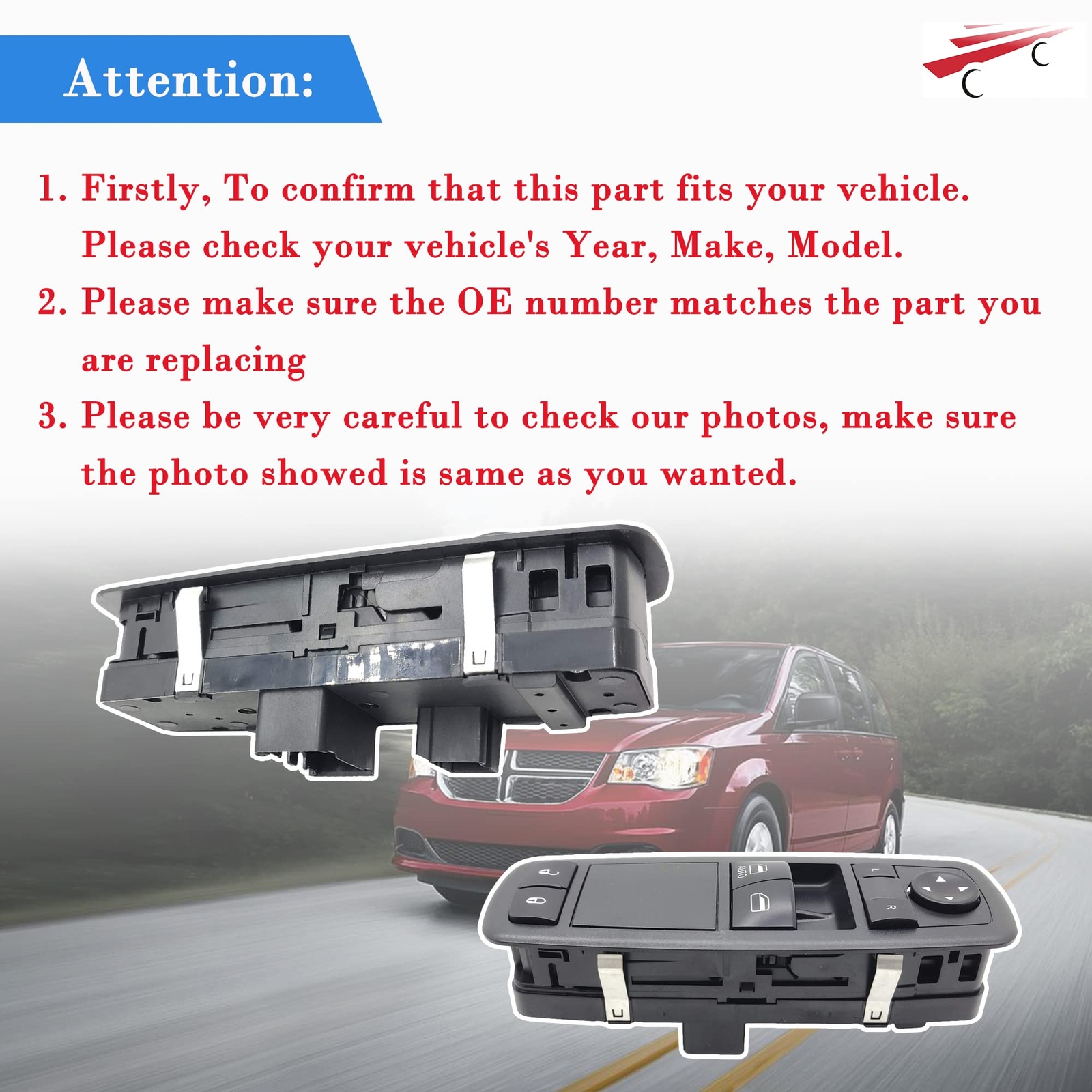 Master Window Switch Control for 2012 2013 2014 2015 Dodge Grand Caravan 1 Auto