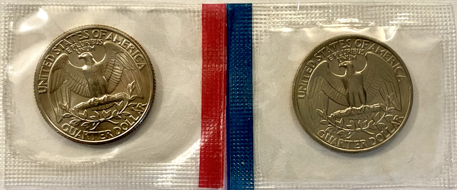 1979 P&D Washington Quarters Uncirculated in US Mint Set Cello
