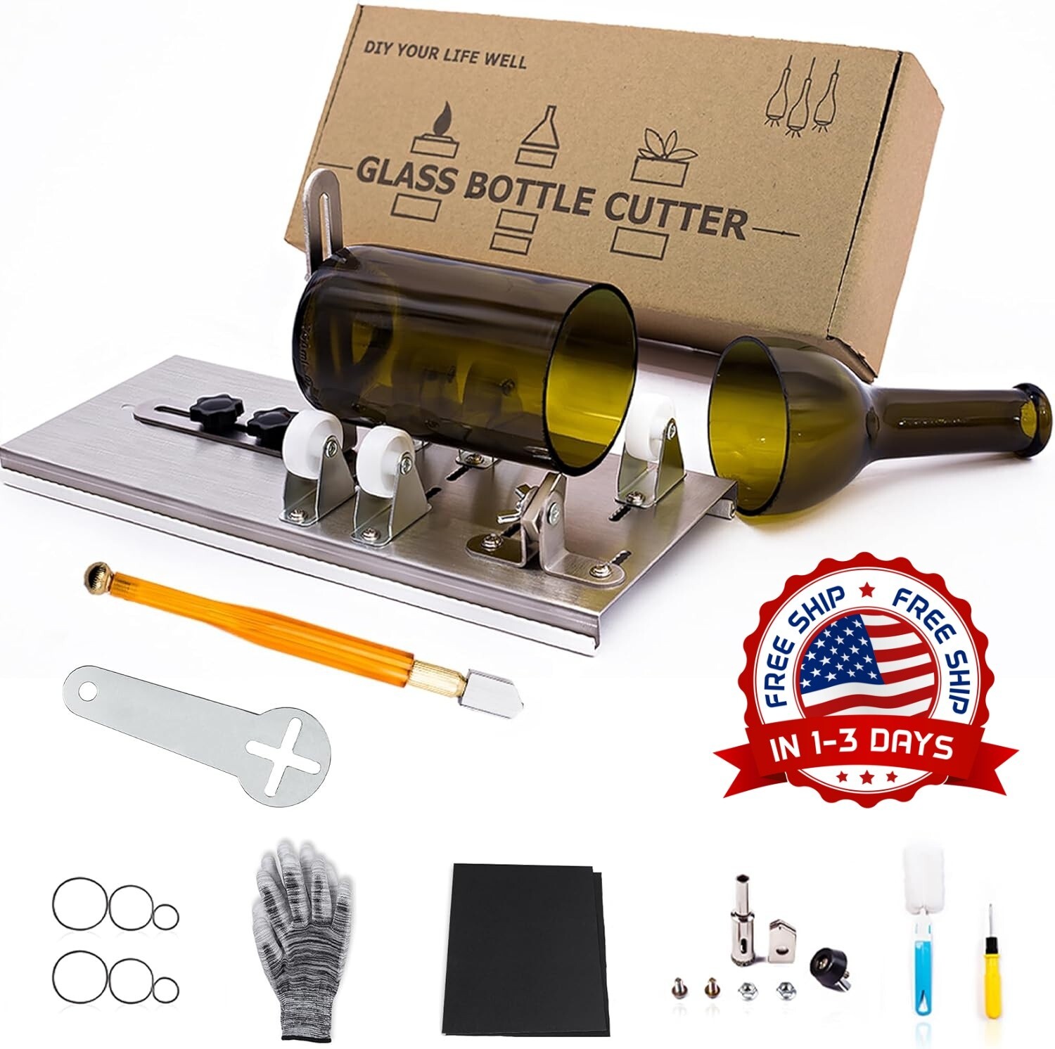 Cortador de botellas de vidrio, kit de cortador de vidrio para cortar vino. VIP