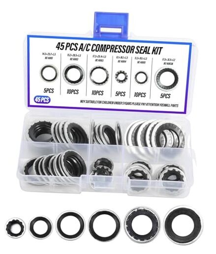 45PCS O Ring Assortment Kit,AC O Ring Kit,Car Accessories AC Seal Kit,Seal