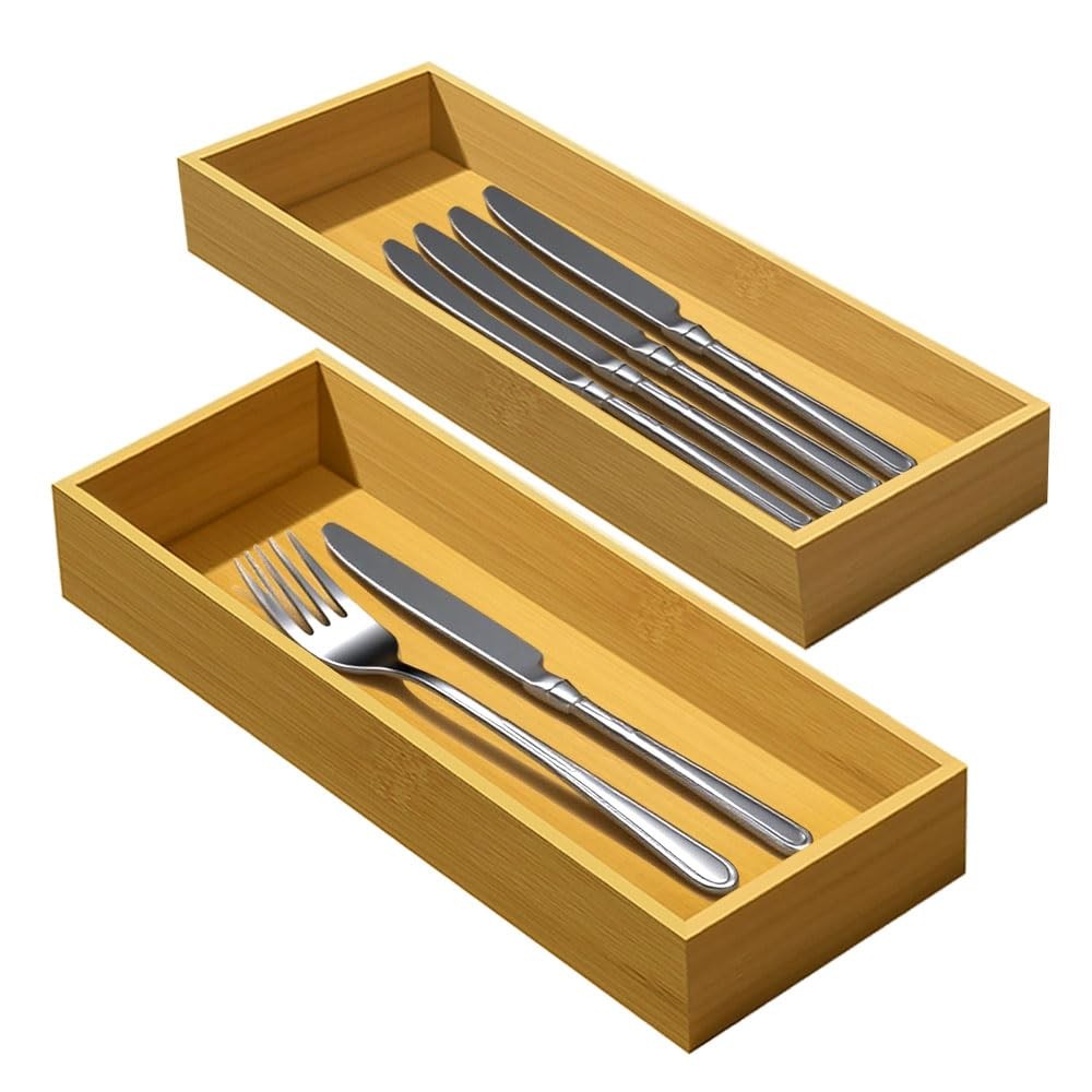 guiogc Silverware Drawer Organizer, 11.8"x4.92"x1.9", Natural