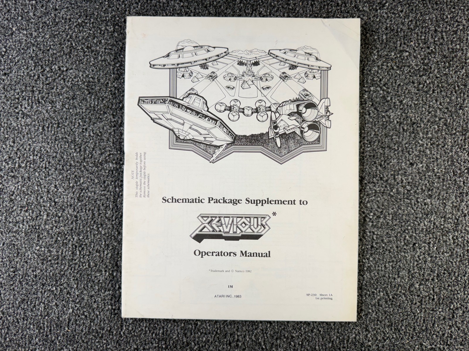Atari Xevious Arcade Video Game Manual Schematics ORIGINAL