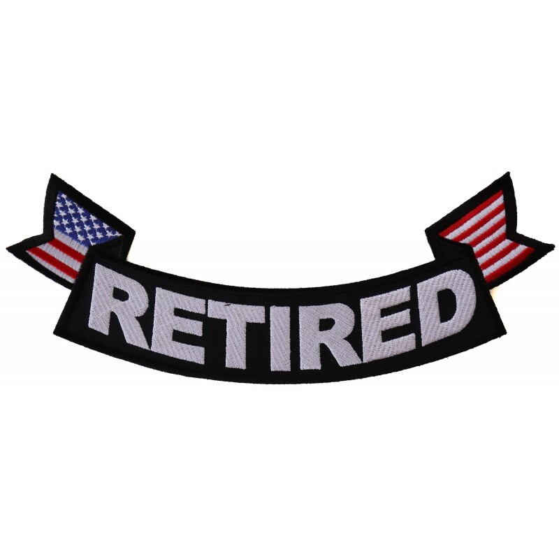 Embroidered Patch (Iron-On), Bottom Rocker Back Patch, Retired With Flags