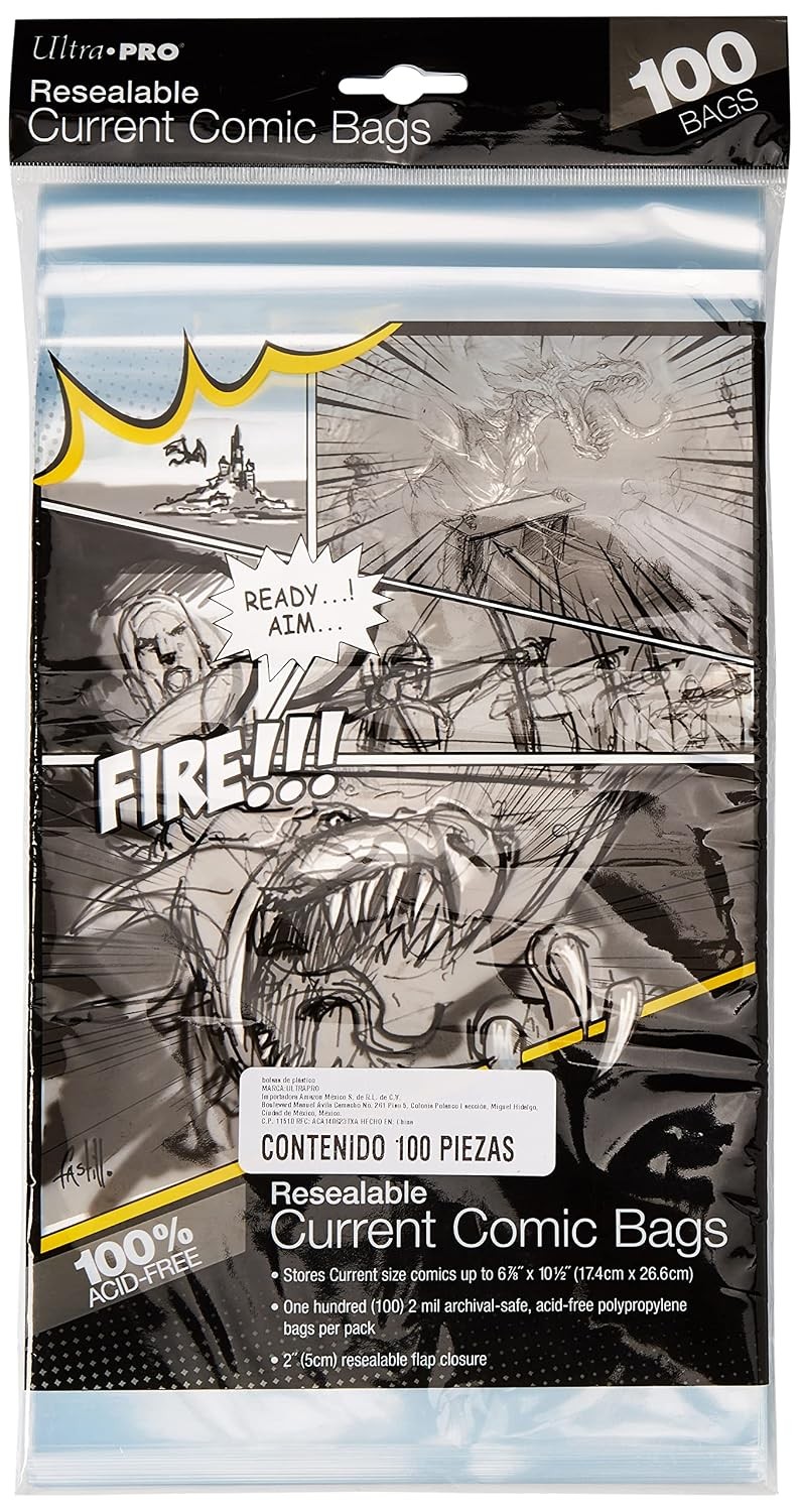 Ultra Pro Resealable Current Size Comic Bags – 2 Mil Clear Polypropylene Comic B