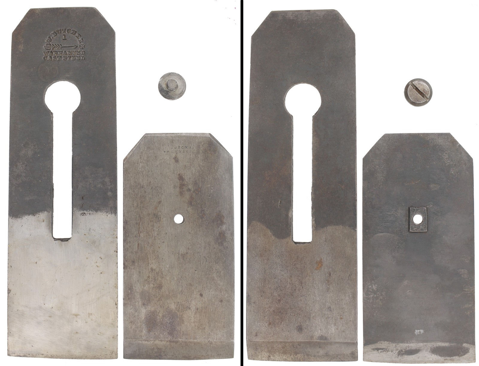 Old Stock 2 5/8" Width Cutting Iron & Chip Breaker - W. Butcher - mjdtoolparts