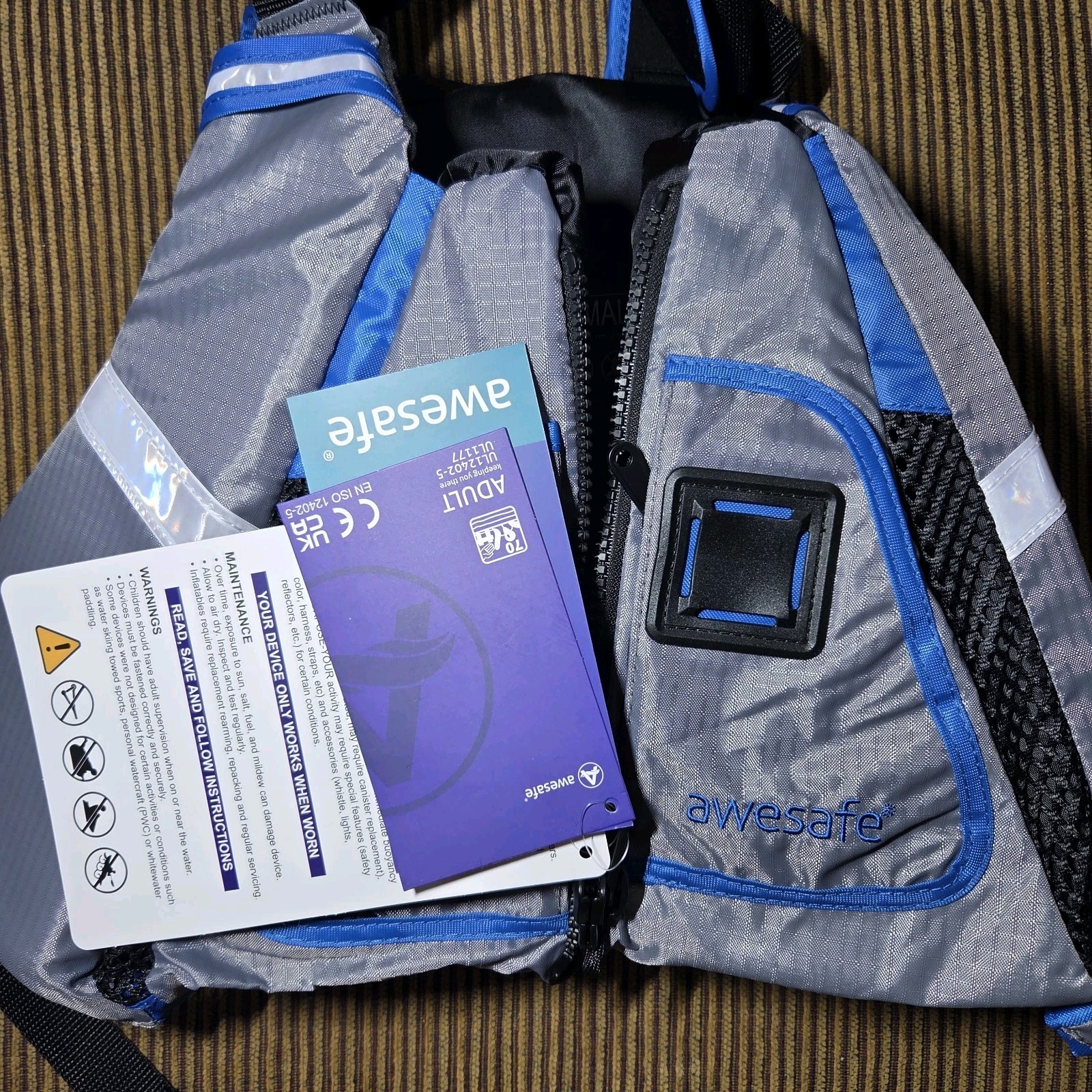 Awesafe Adult Watersport Universal Life Vest Adult X-Small/Small, Blue NEW