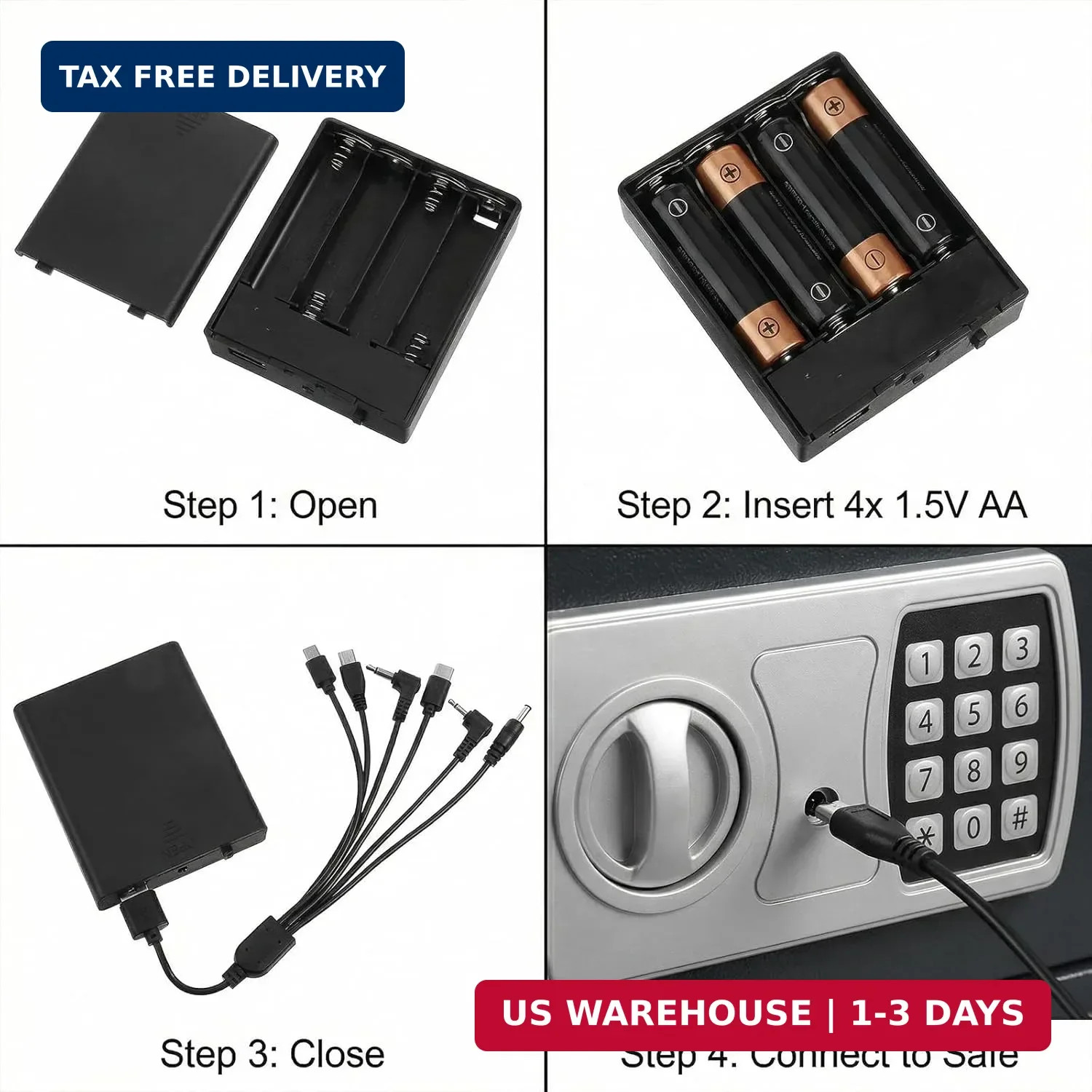 Safe Emergency External Power Supply Box with 6 Connector, External Battery Pack
