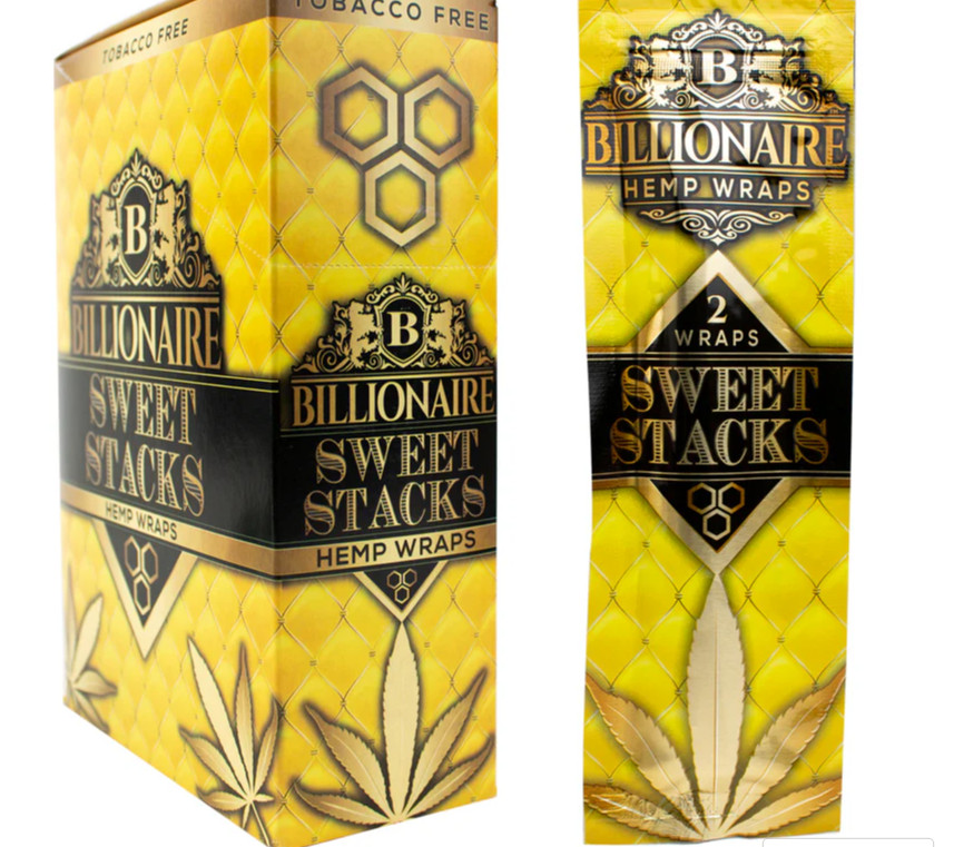 Billionaire 25 Pouch X 2 SWEET STACKS Herbal Wrap Rolling Paper Total 50 Wraps