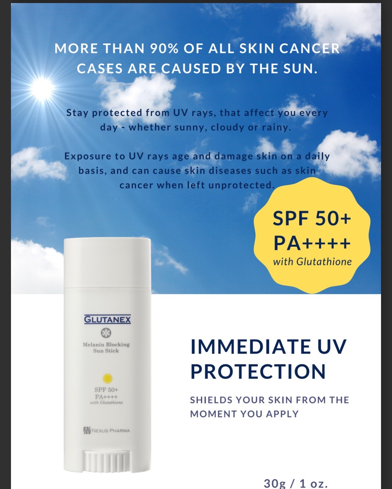 Melanin Blocking Sunstick spf 50+, PA ++++