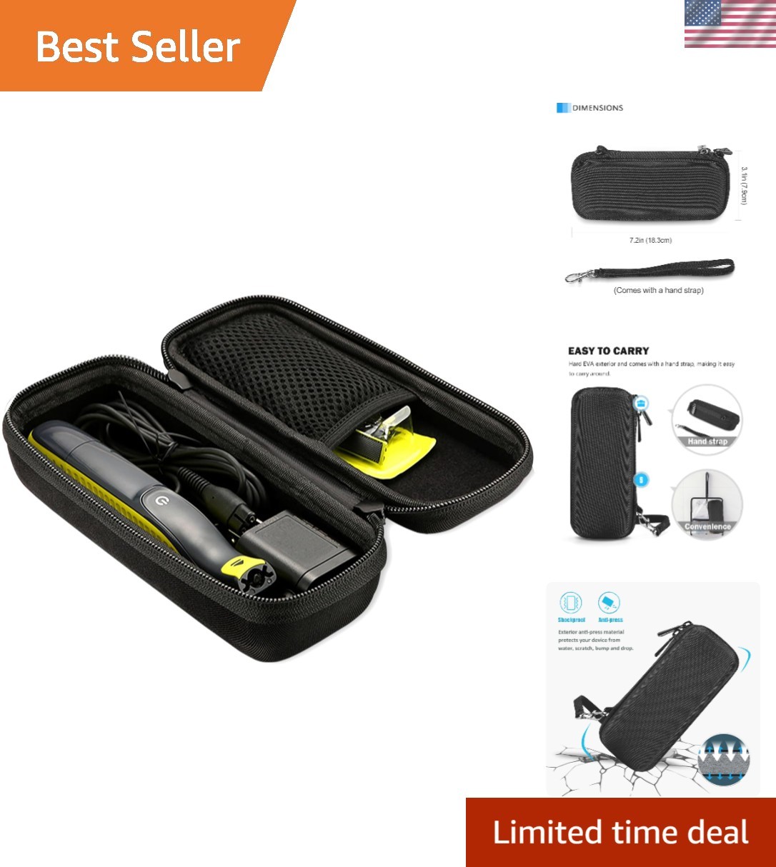 Travel-Friendly Hard Case for Electric Trimmers - Accessory-Friendly Design