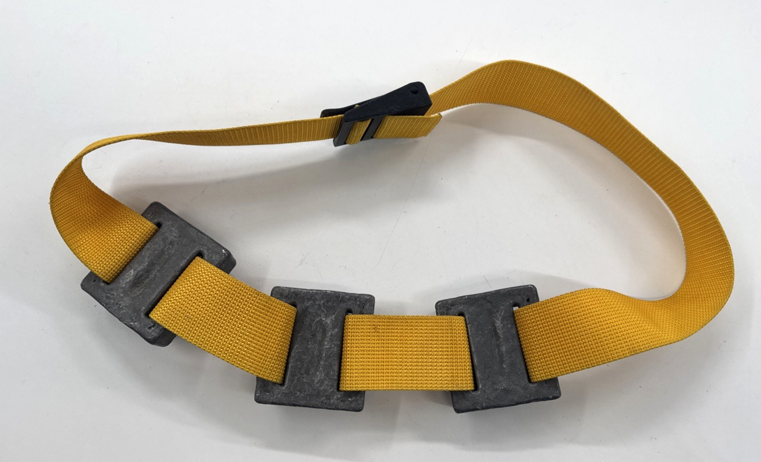 Vintage Diving Belt With 3 Lead Weights Quick Release Buckle Yellow Scuba Dive