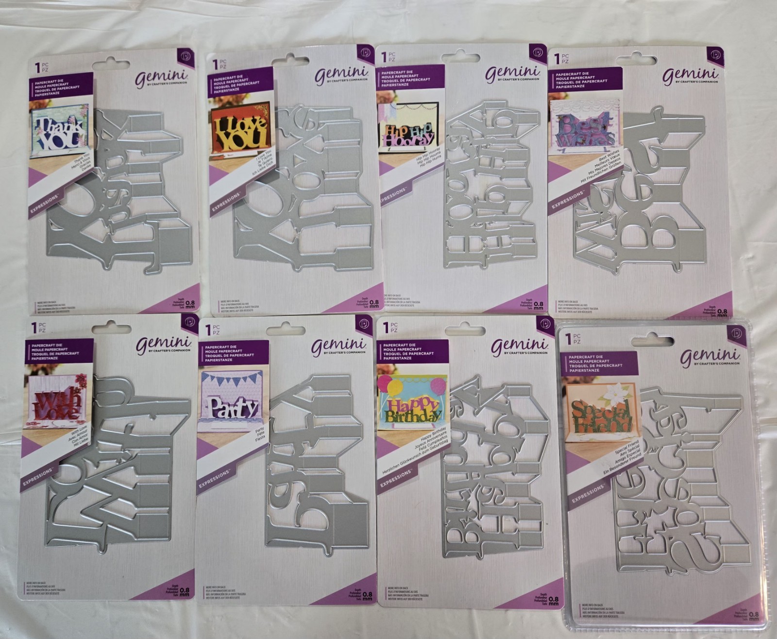 Lot 8 Crafter's Companion Expressions Pop Out Word Dies Inside Card Sentiment
