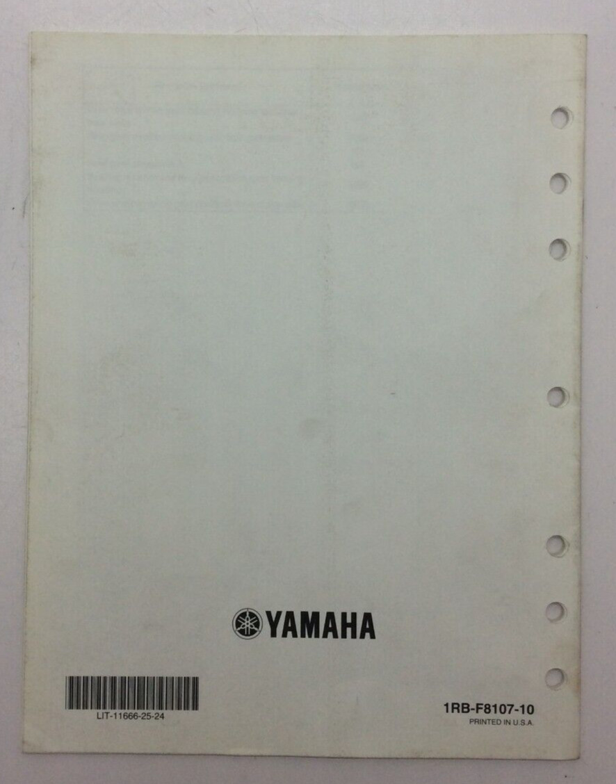 2012 Yamaha Assembly Manual for YXR7FB YXR7FHB YXR7FSPB OEM LIT-11666-25-24