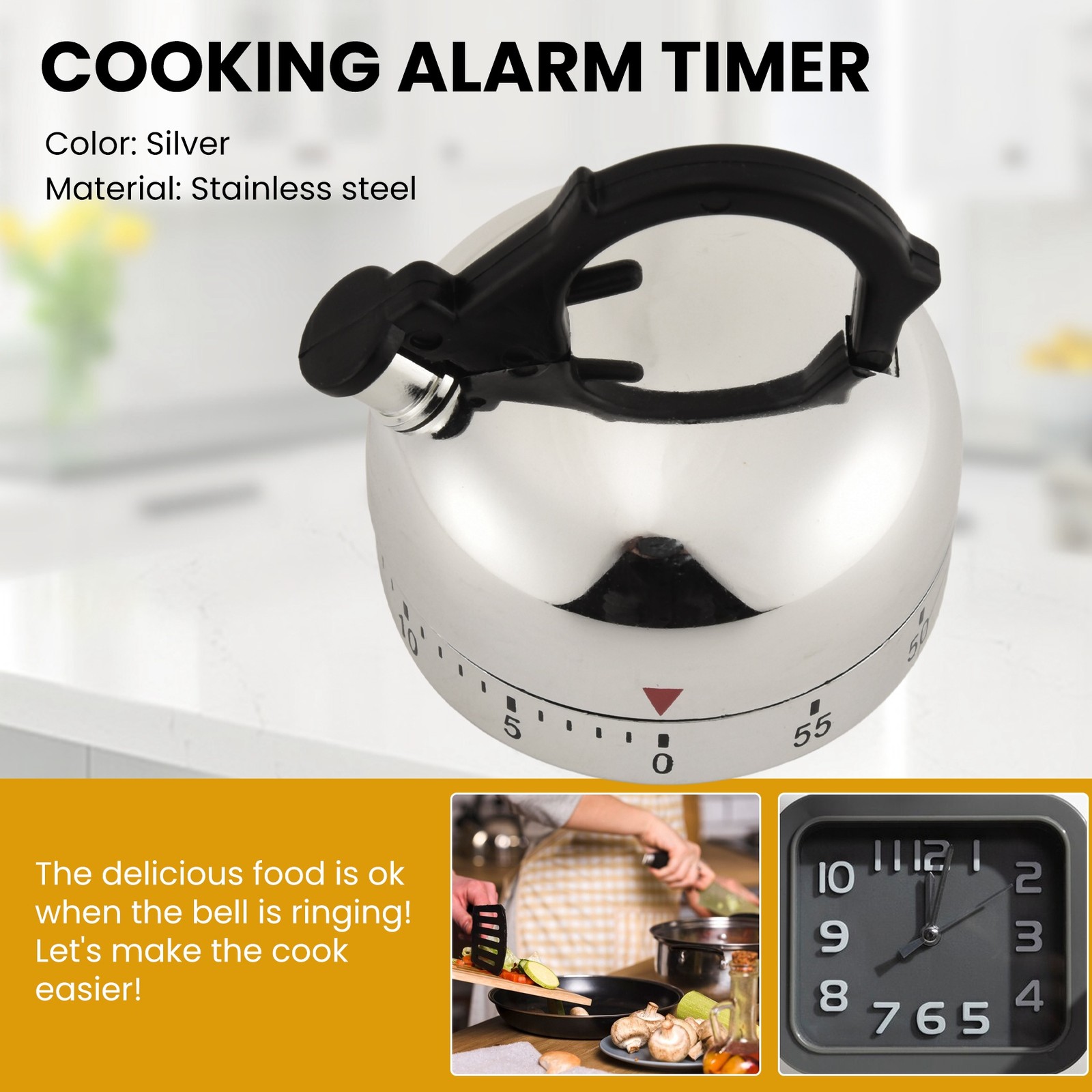 60 Minute Counting Teapot Shaped Kitchen Cooking Alarm Clock Timer2835