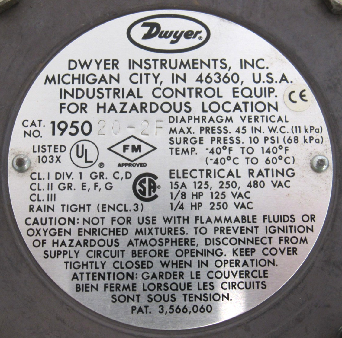 NEW DWYER 1950-20-2F PRESSURE SWITCH 1950202F