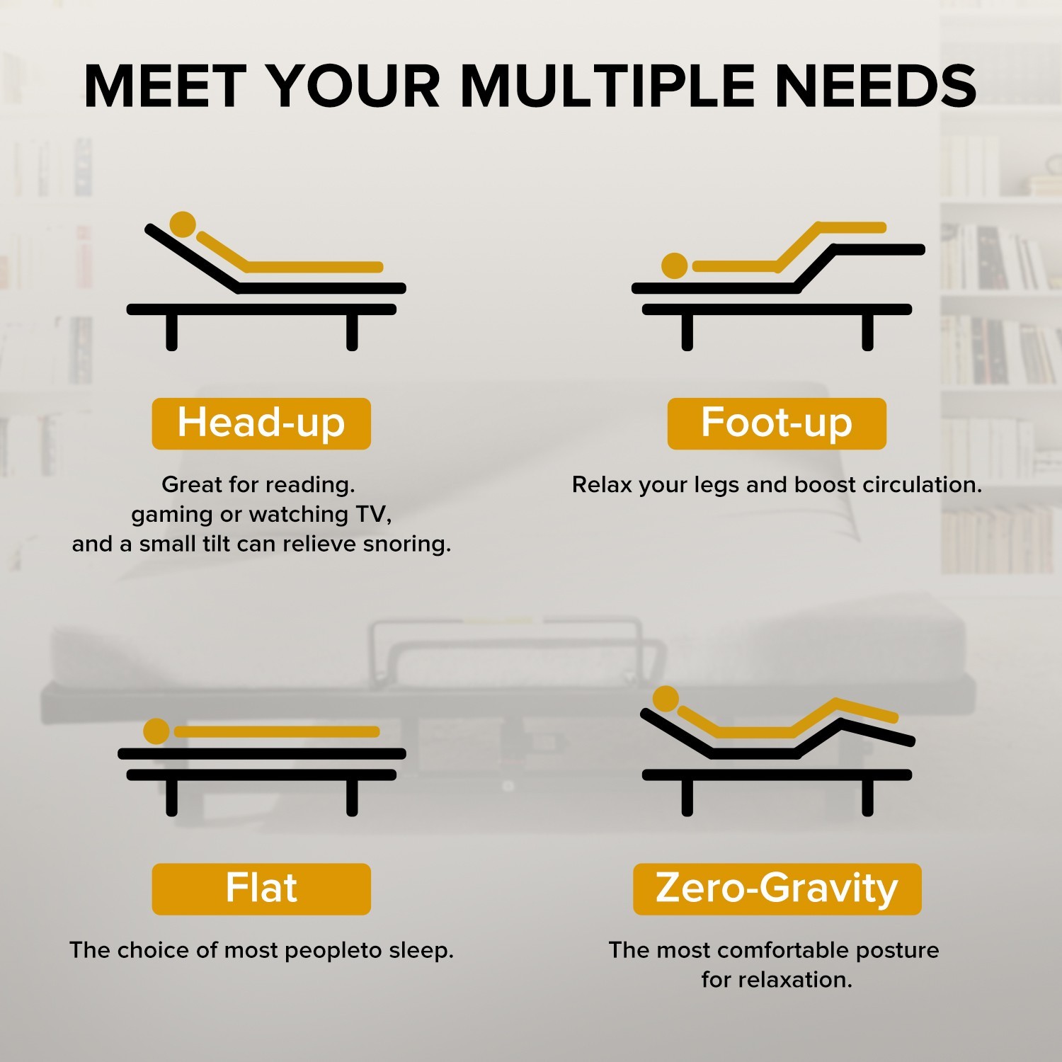 Queen/King Electric Bed Frame Adjustable Bed Base with Head Foot Incline Remote