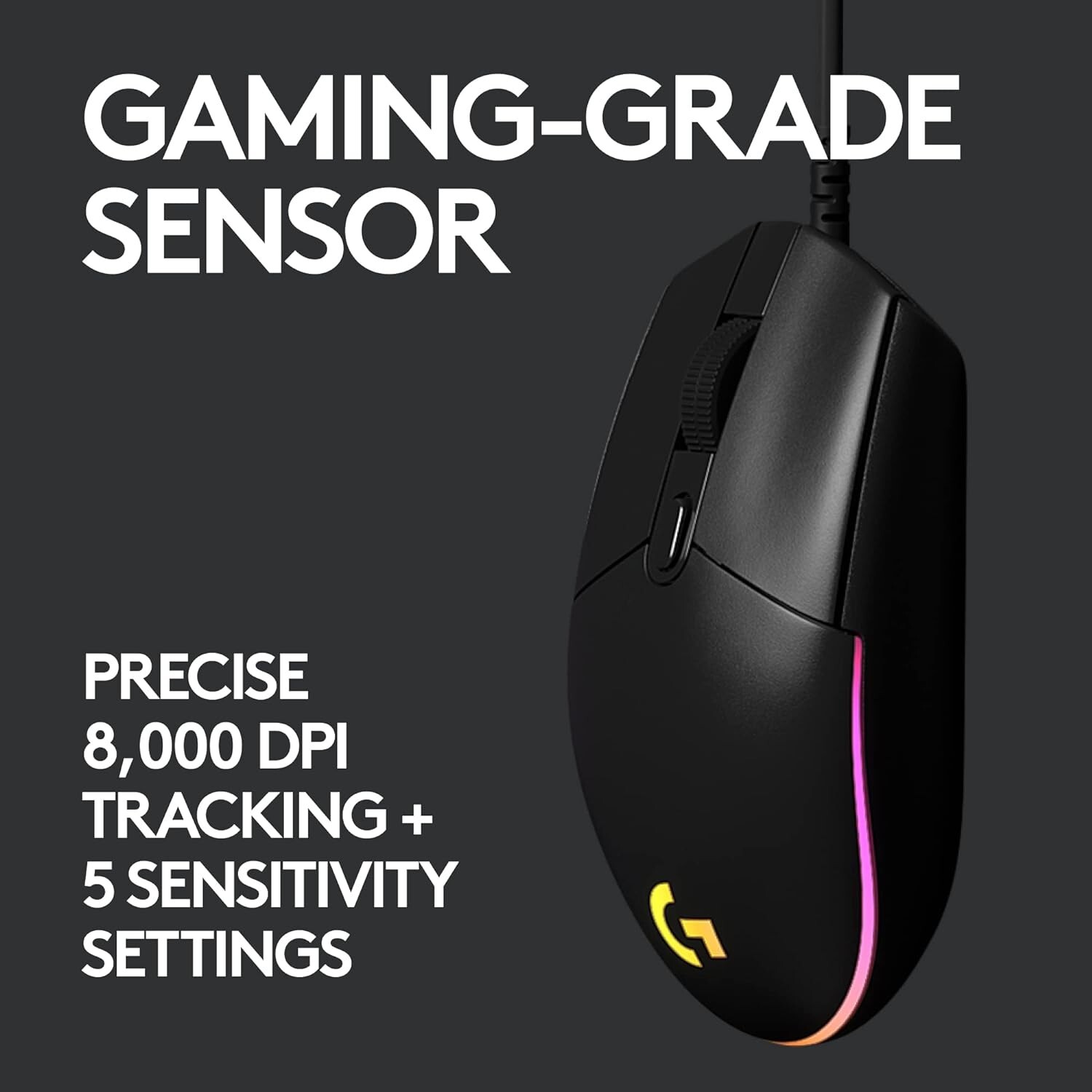 Logitech G203 LightSync Wired Gaming Mouse--Black